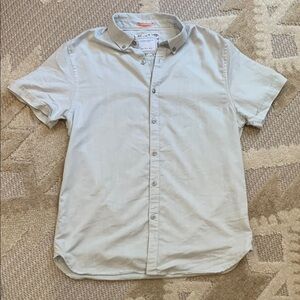 Men's Denim & Flower Light Gray Short Sleeve Button Up Shirt